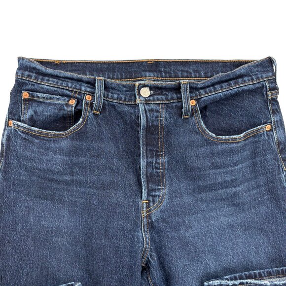 Levi Women's 501 Dark Wash High-Rise Straight Leg Denim Jeans Size 32 x 32 - Picture 3 of 16